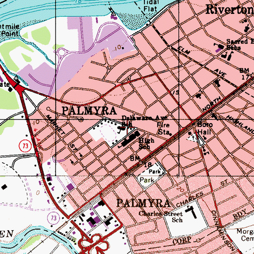 Topographic Map of Delaware Avenue School, NJ