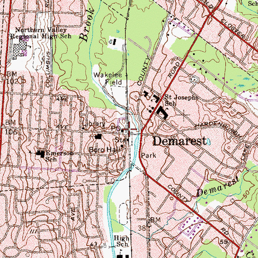 Topographic Map of Demarest, NJ