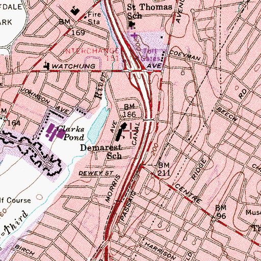 Topographic Map of Demarest Elementary School, NJ