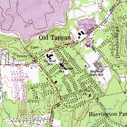 Topographic Map of T Baldwin Demarest Elementary School, NJ