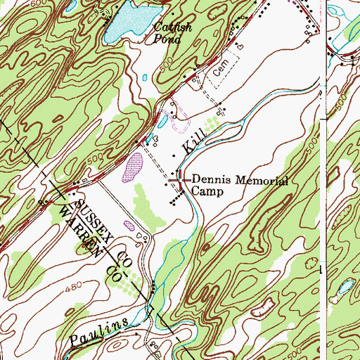Topographic Map of Dennis Memorial Camp, NJ