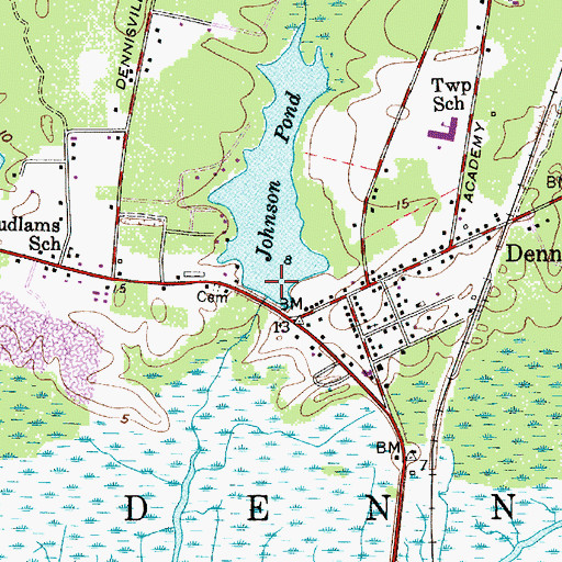 Topographic Map of Dennisville, NJ
