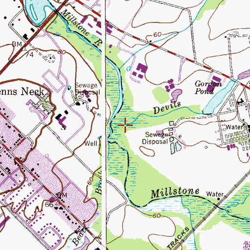 Topographic Map of Devils Brook, NJ