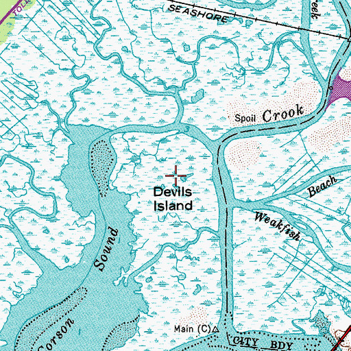 Topographic Map of Devils Island, NJ