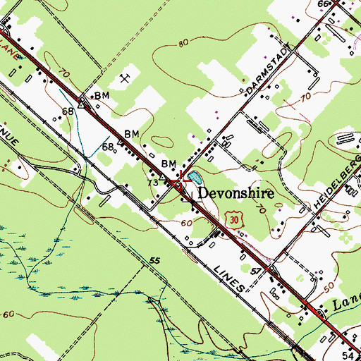 Topographic Map of Devonshire, NJ