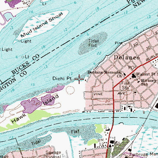 Topographic Map of Diehl Point, NJ