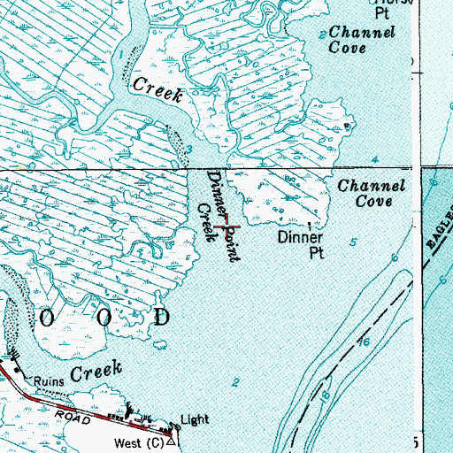 Topographic Map of Dinner Point Creek, NJ