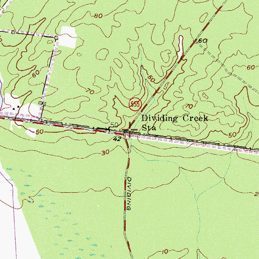 Topographic Map of Dividing Creek Station, NJ