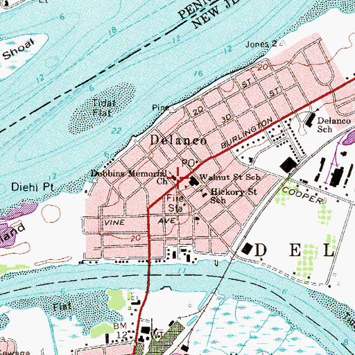 Topographic Map of Dobbins Memorial Church, NJ