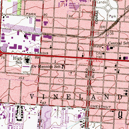 Topographic Map of Doctor Mennies School, NJ