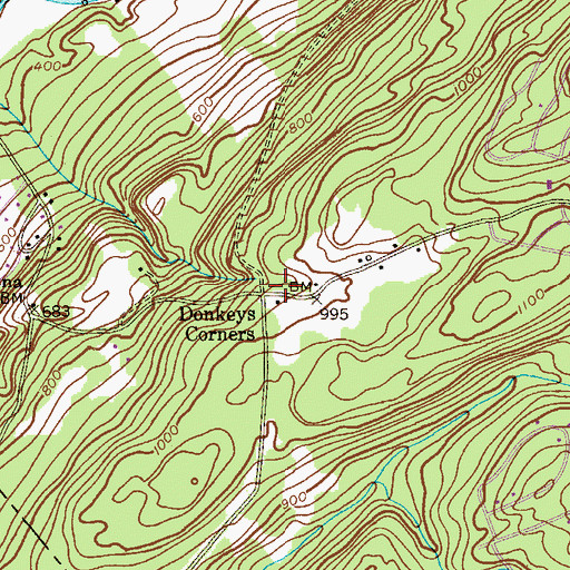 Topographic Map of Donkeys Corners, NJ