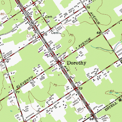 Topographic Map of Dorothy, NJ