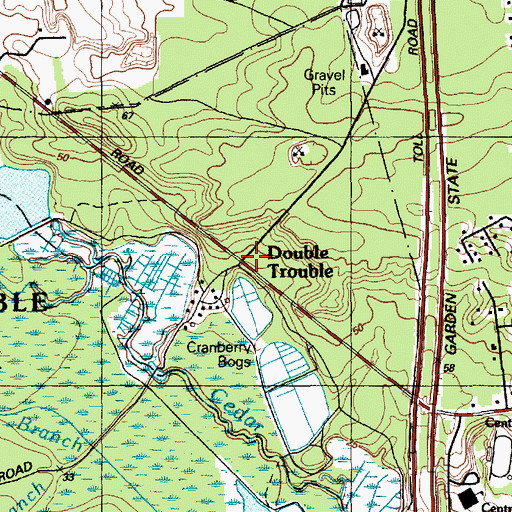 Topographic Map of Double Trouble, NJ