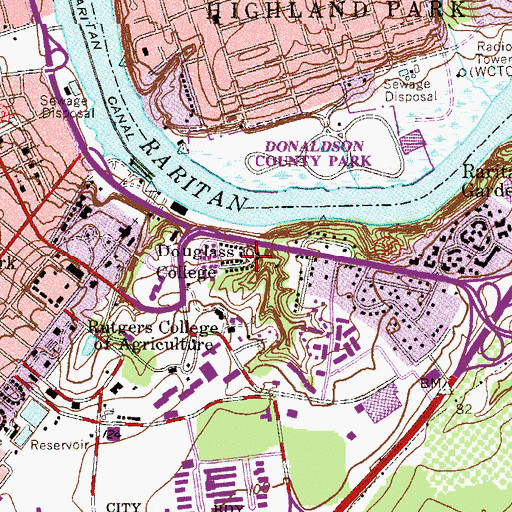 Topographic Map of Douglas College, NJ