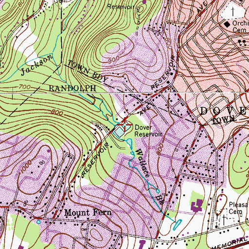 Topographic Map of Dover Reservoir, NJ