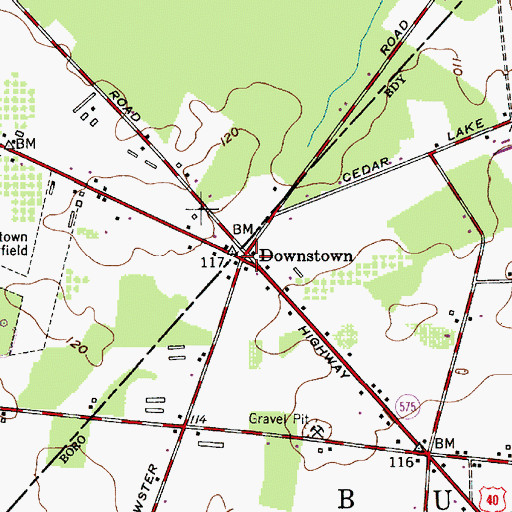 Topographic Map of Downstown, NJ