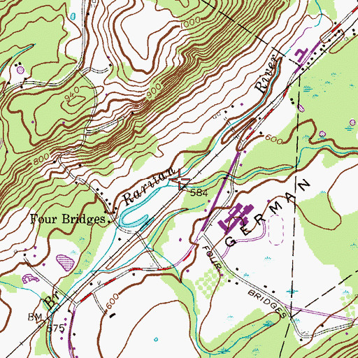 Topographic Map of Drakes Brook, NJ