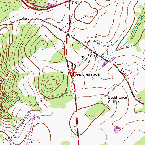 Topographic Map of Drakestown, NJ