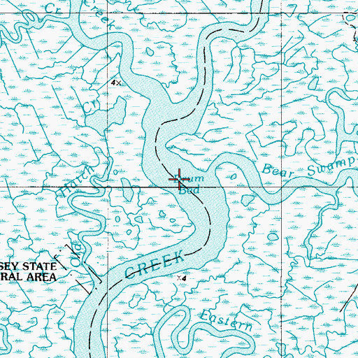 Topographic Map of Drum Bed, NJ
