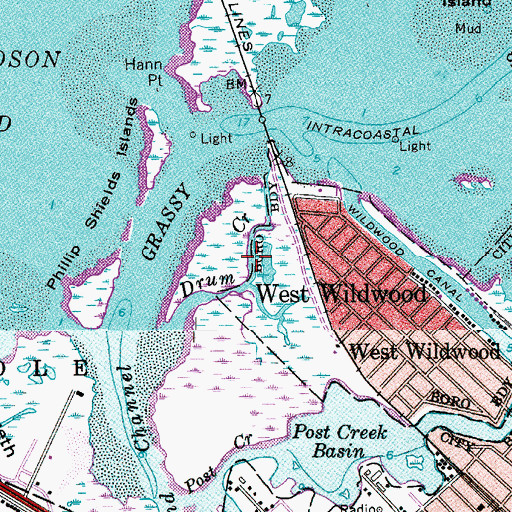 Topographic Map of Drum Creek, NJ