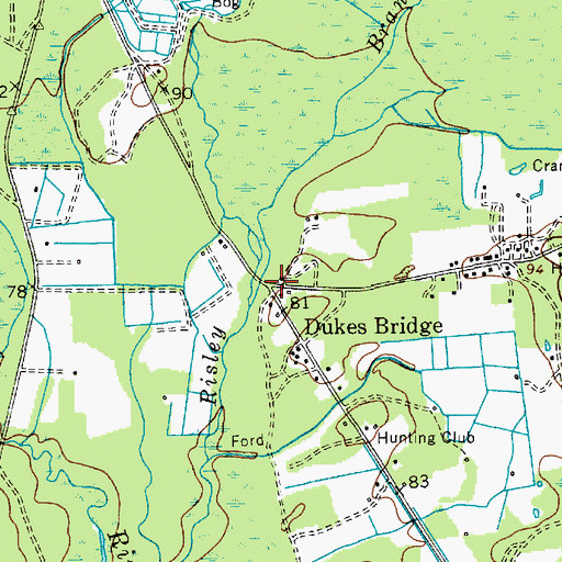 Topographic Map of Dukes Bridge, NJ