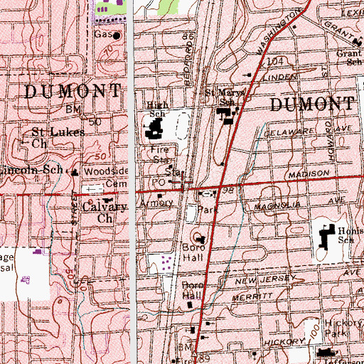Topographic Map of Dumont, NJ