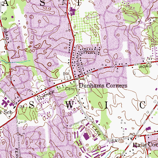 Topographic Map of Dunhams Corners, NJ