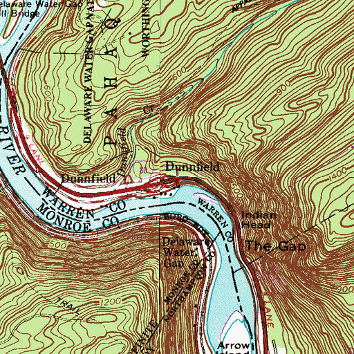Topographic Map of Dunnfield, NJ