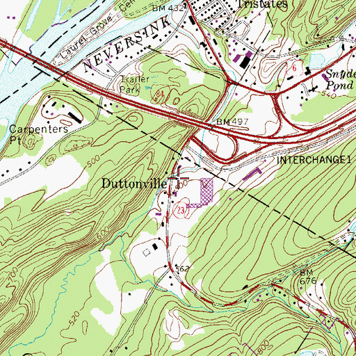 Topographic Map of Duttonville, NJ