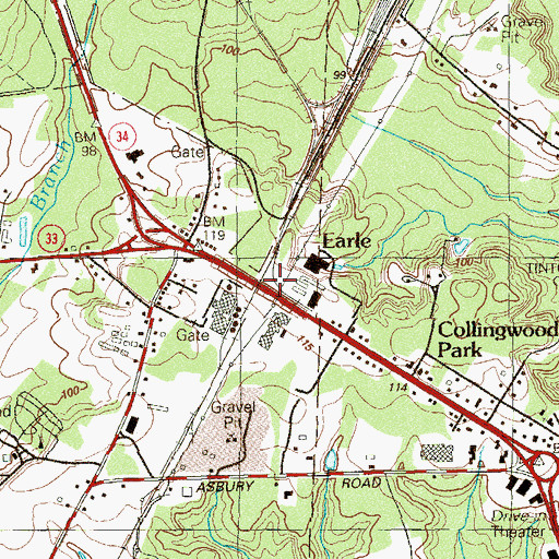 Topographic Map of Earle, NJ