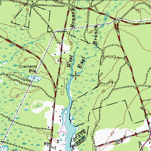 Topographic Map of East Branch Bass River, NJ