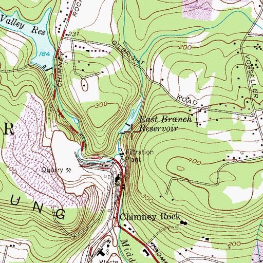 Topographic Map of East Branch Reservoir, NJ