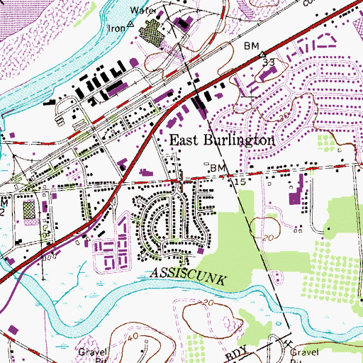Topographic Map of East Burlington, NJ