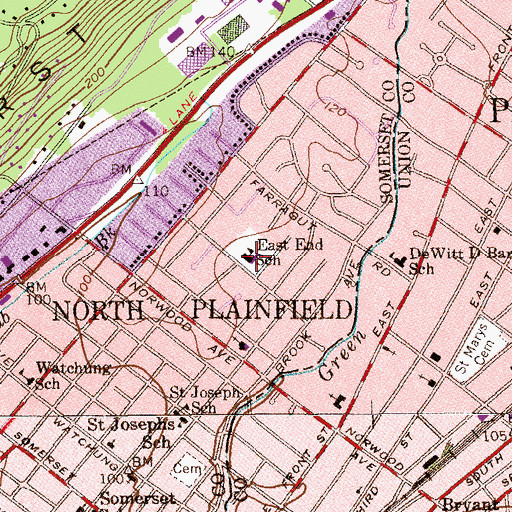 Topographic Map of East End Elementary School, NJ