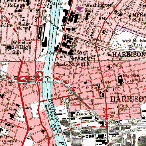 Topographic Map of East Newark, NJ