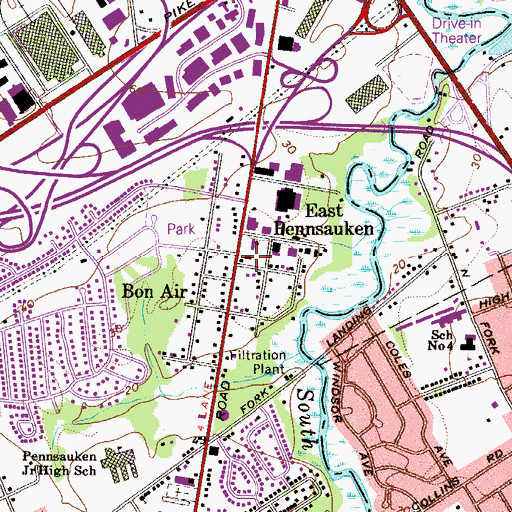 Topographic Map of East Pennsauken, NJ