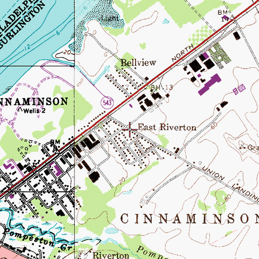Topographic Map of East Riverton, NJ