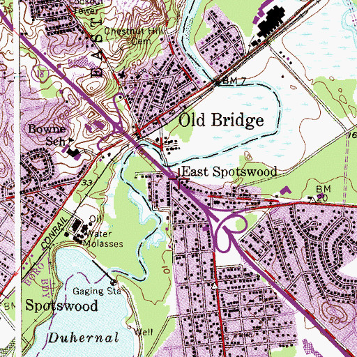 Topographic Map of East Spotswood, NJ