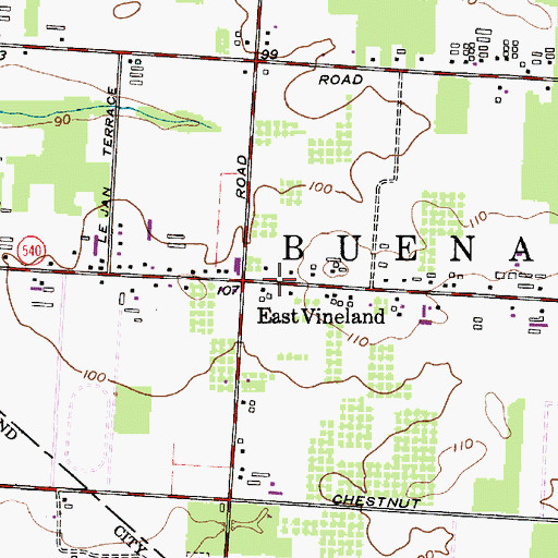 Topographic Map of East Vineland, NJ