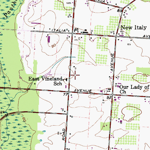 Topographic Map of East Vineland School, NJ