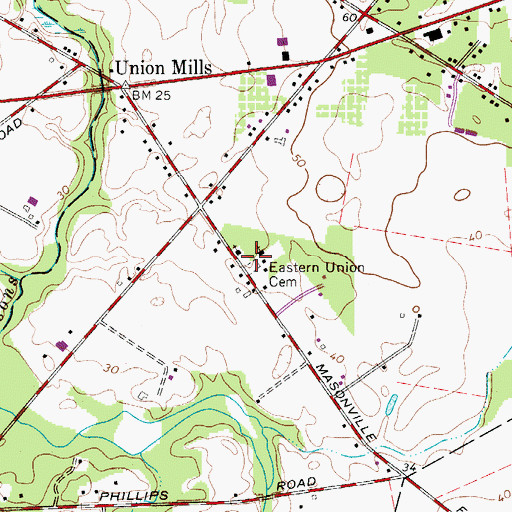 Topographic Map of Easton Union Cemetery, NJ