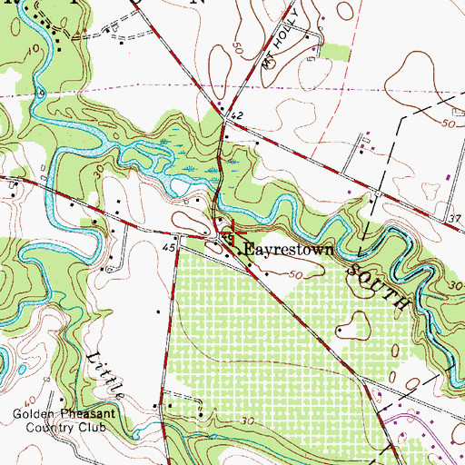 Topographic Map of Eayrestown, NJ