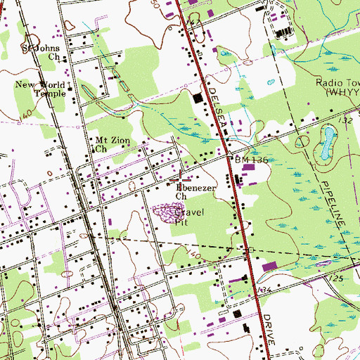 Topographic Map of Ebenezer Church, NJ