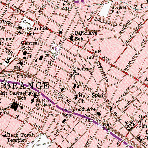 Topographic Map of Ebenezer Baptist Church, NJ