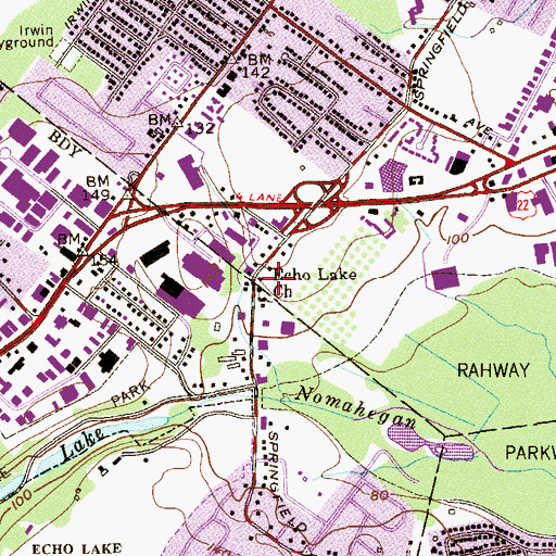 Topographic Map of Echo Lake Church, NJ