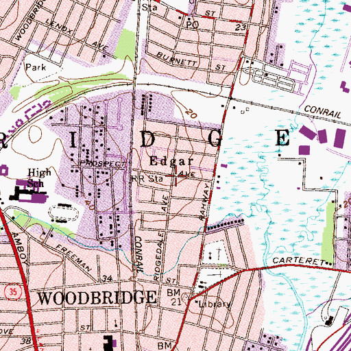 Topographic Map of Edgar, NJ