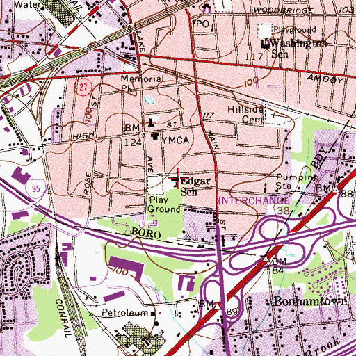 Topographic Map of Edgar Elementary School, NJ