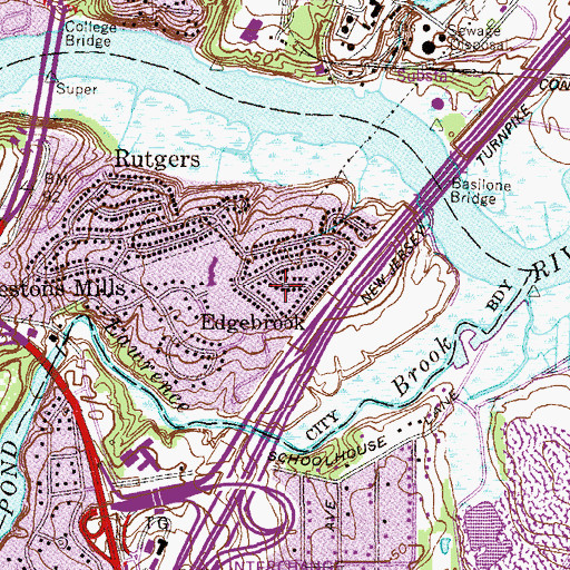 Topographic Map of Edgebrook, NJ