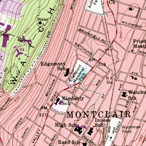 Topographic Map of Edgemont Elementary School, NJ