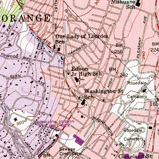 Topographic Map of Edison Middle School, NJ